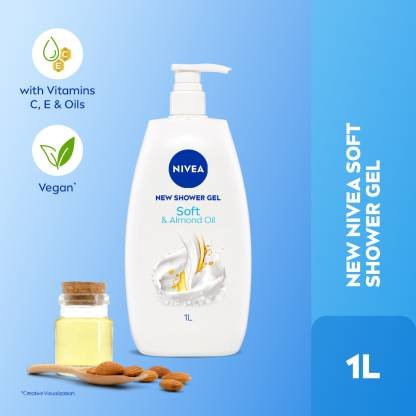 NIVEA Soft & Almond Oil Body Wash | Vitamin C&E Oils for Healthy & Nourished Skin 1L