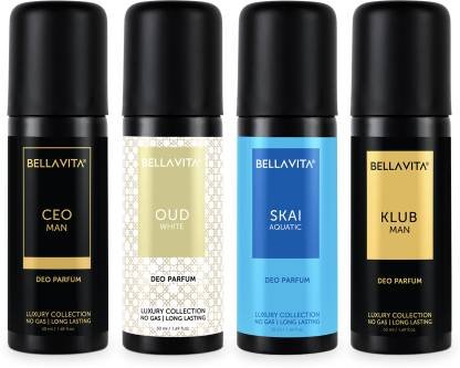 Bellavita organic Deo Parfum Travel-Size Gift Set|4×50 ml|Long Lasting Body Deodorant Spray – For Men & Women