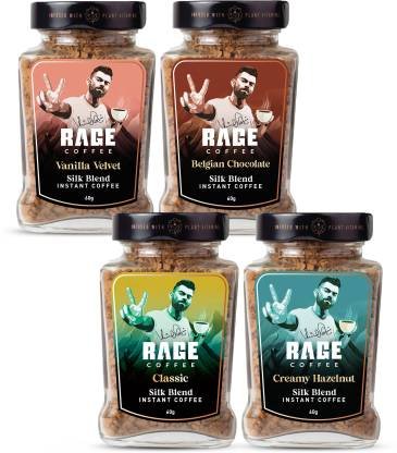RAGE Silk Combo 60g x 4- Classic, Belgian Chocolate, Creamy Hazelnut, Vanilla Velvet Instant Coffee