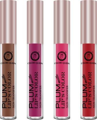 COLORS QUEEN Plum Matte Long Lasting Non Transfer Liquid Matte Lipstick Combo Pack of 3