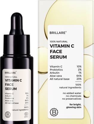 BRILLARE 10% Vitamin C Face Serum, Bright & Glowing Skin, with Probiotics & Aloe Vera (30 ml)