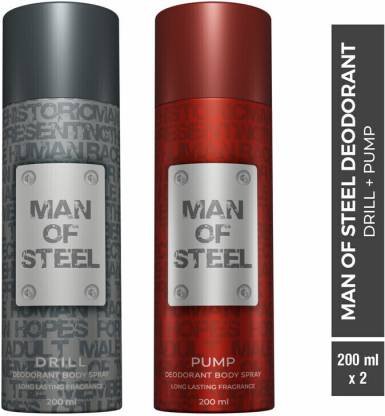 DENVER Combo of Man Of Steel Drill + Pump Long lasting Deodorant Spray – For Men