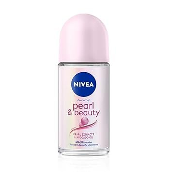 NIVEA Pearl and Beauty 50ml Deo Roll On | With Pearl Extracts & Avocado Oil| 72 H Smooth & Beautiful Underarms | 0% Alcohol | For Women