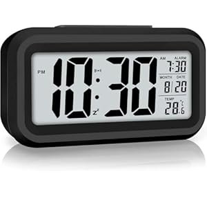 IDELLA Alarm Clock, Digital Clock, Table Clock for Students, Watch Timer for Study, Home, Bedroom, Kitchen,Loud Desk Alarm Clocks for Heavy Sleepers with Automatic Sensor,Time,Date & Temperature