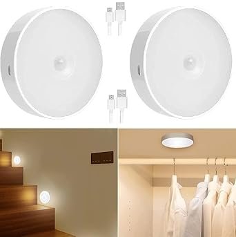 KEYORA Motion Sensor Night Light for Home with USB Charging Battery Rechargeable Wireless Magnetic Self Adhesive LED Lamp