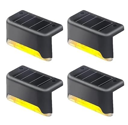 Btag Solar Deck Light, Rechargeable Waterproof LED Solar Lights for Stairs, Step, Fence, Railing, Yard with Ip65 Protection with Wide Angle Lighting Pack of 4