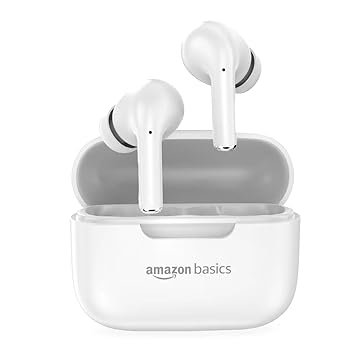amazon basics TWS in-Ear Earbuds (S19) with Fast Charging up to 50 Hours of Playtime | Dual 10mm Driver | IPX4 Water-Resistance | Bluetooth 5.3 | Touch Control (White)