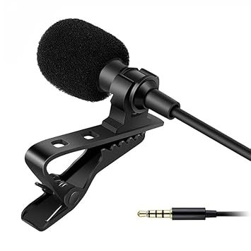 Lapel Microphone, 3.5mm Clip-On Collar Mic, 1.5m Cable, for YouTube, Vlogging, Smartphones, PC
