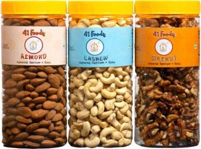 41 foods Dry fruits combo pack of kaju badam akhrot 450 GM Cashews, Almonds, Walnuts