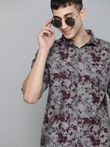 HERE&NOW Men Slim Fit Printed Spread Collar Casual Shirt