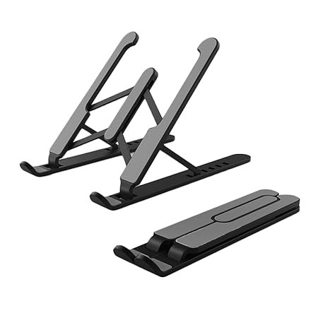 Zebronics-NS1000 Laptop Stand Featuring Foldable Design, Anti-Slip Silicone Rubber Pads, Supports Maximum of 5kgs Weight, 6 Adjustable Levels