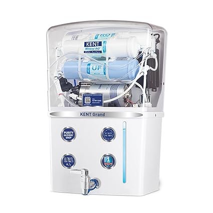 KENT Grand RO Water Purifier for Home | Multi Stage Purification | RO+UF+TDS Control+LED Tank | 8L Tank | 20 LPH Flow White