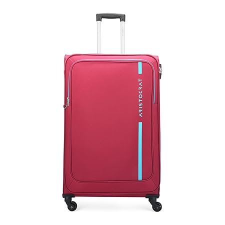 Aristocrat Polyester Dasher 4W Str 78 Softshell Inline Suitcase/Trolley Bag, Red, Medium