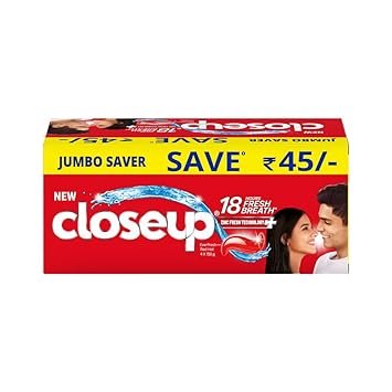 Close Up Toothpaste | Long lasting 18 Hours Of Fresh Breath & White Teeth – 600g (Pack of 4)