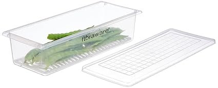 Floraware Fridge Storage Box, Multipurpose Box with Drain Plate at Bottom 1400ml BPA Free Pack of 5, White