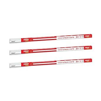 Eveready 20W LED Batten | Ultraslim | Highly Efficient | 100lm/W | Fire Retardant PC Body | Lasts Upto 25000 Hours | Pack of 3 | 4kV Surge Protection | BIS Approved | White, Cool Day Light