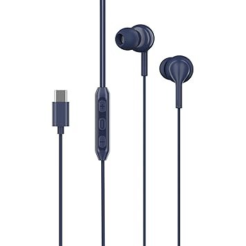 boAt BassHeads 100 C Wired Earphones with Type-C Jack, in-Line Microphone, 10mm Drivers, Signature Sound, Integrated Controls & Multi-OS Compatibility (Navy Blue)