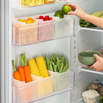 prayati Plastic Fridge Container – 1000 ml (Pack of 6, White)