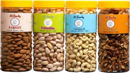 41 Foods Combo Pack of 600GM Pistachios, Walnuts, Almonds, Cashews (4 x 150 g)