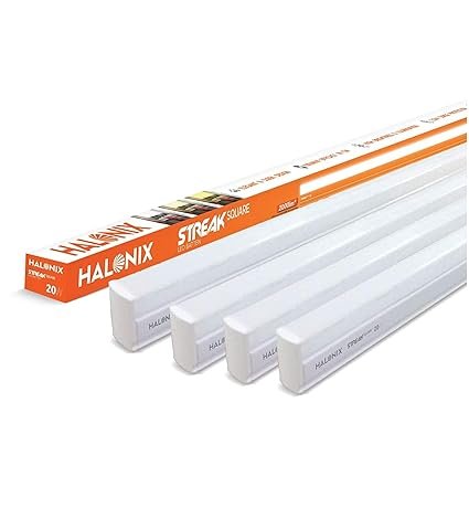 Halonix 20w LED Batten/Tubelight | Streak Square 4-Ft LED Batten for Living Room & Bedroom | Cool Day Light, Pack of 4