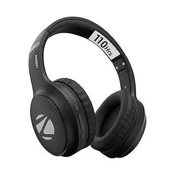 ZEBRONICS Aeon Wireless Over Ear Headphone with 110H Battery Backup, Supports Bluetooth & Aux, Gaming Mode, Enc, Dual Pairing, Rapid Charging (Black)