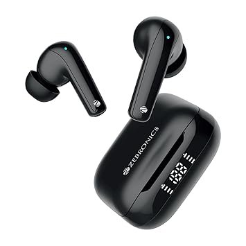 ZEBRONICS PODS K2 in-Ear Wireless Earbuds, Upto 40 Hrs Backup, Dual EQ, Quad MIC ENC, 10mm Bass Drivers, Fast Charging, Bluetooth, Flash Connect, 40ms Low Latency Gaming (Black)