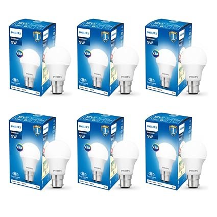 Philips Ace Saver 9 Watt LED Bulb, Base B22 (Cool Day Light), Pack of 6