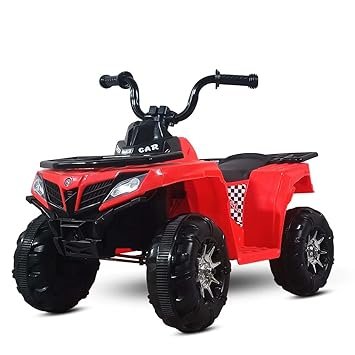 Kidsmate ATV Raider Electric Car for Kids | Battery Operated Cars for Kids with 6V Battery, LED Lights Bluetooth & USB Multimedia | Forward & Backward 4 Wheels Ride on Toy for Age 2-5 Yrs – Black/Red