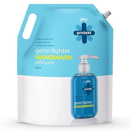 Godrej Protekt Germ Fighter Handwash Refill Pack | Aqua | Germ Protection & Soft on Hands – 1.5 L