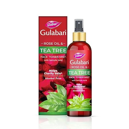 Dabur Gulabari Rose Oil & Tea Tree Face Toner Mist & Rosewater with Salicylic Acid – 100ml