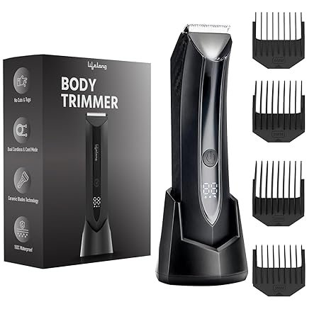 Lifelong Intimate Private Parts Body Trimmer Men | 1 Year Warranty | 100 Mins Runtime, Rechargeable, Pubic Hair Trimmer for Men, Waterproof with 4 Adjustable Heads – Menzo Trimmer (Black)