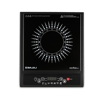 Bajaj Splendid 120Ts 1200 Watts Tempered Glass Induction Cooktop With Tact Switch | Stove Comes With 7 Pre-Set Menus | Digital Led Display | 1 Year Warranty | Black & White