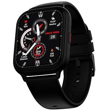 Maxima Max Pro Sky 1.85″ HD Smart Watch with Bluetooth Calling, AI Voice Assistant, Add Personalised QR, Always ON Display for 30 Min, HR/SpO2/Stress/Sleep Monitor, 550Nits Brightness (Midnight Black)