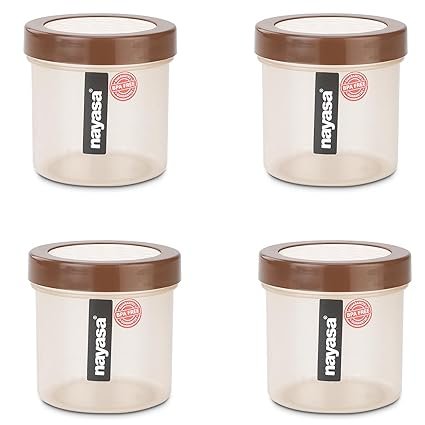 Nayasa Retro 89 250 ML 4 Pcs Set, Organize and Elevate Your Kitchen with Stylish, Space-Saving, and Versatile Storage Solution, Brown