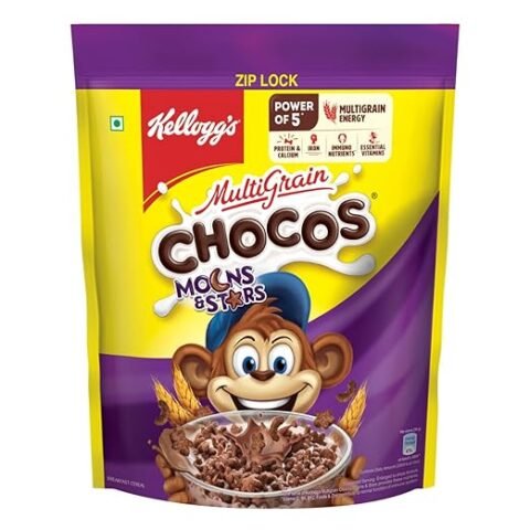 Kellogg’s Chocos Moons & Stars, With Whole Grain, Source Of Fibre, High In Calcium & Protein, With 10 Essential Vitamins & Minerals, Breakfast Cereals, 1.2 Kg Pack