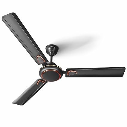 LONGWAY Kiger P2 1200 mm/48 inch Ultra High Speed 3 Blade Anti-Dust Decorative Star Rated Ceiling Fan (Smoked Brown, Pack of 2)