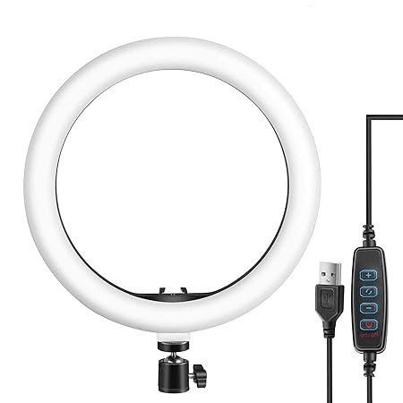 Tygot 10″ Portable LED Ring Light with 3 Color Modes Dimmable Lighting