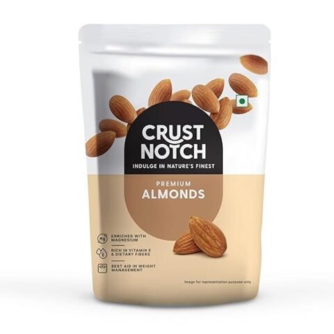 CrustNotch Almonds (Badam Giri) | Premium Jumbo Whole Almonds | Crunchy, Nutty & Nutrient-Rich Dry Fruits | Perfect for Snacking, Baking & Recipes | 250g Pack