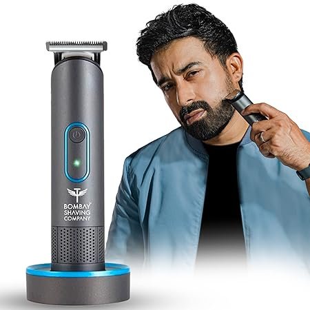 Bombay Shaving Company Trimmer Men, USB 2X Fast Charging Dock, 2 Yr warranty, 90Min runtime, Hair Trimmer, Shaving Machine, Beard, T Blades, 2X Fast Charging, USB Pod & Stand, Waterproof (Grey)