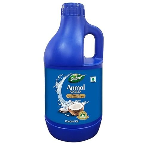 Dabur Anmol Gold 100 % Pure Coconut Oil – 1L | Natural | Nariyal Tel | Handpicked Sundried Coconuts | Multipurpose Oil