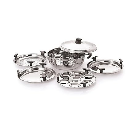 Neelam Stainless Steel Multi Kadai Big Induction Base 3500 ml, Silver