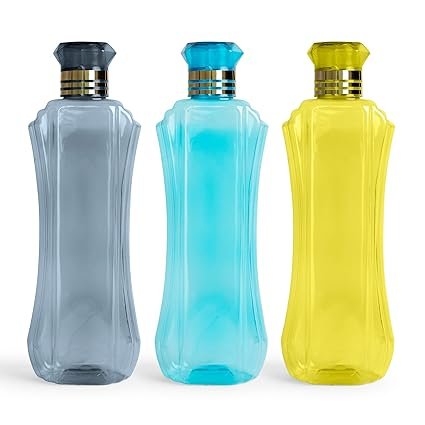HomeWiz Kitchen Unbreakable Plastic Water Bottle I Leak Proof I BPA Free Food Grade Fridge Water Bottle I Ideal for Gym, Office, Home, Travel, College, Easy to Clean, 1 Litre Each, Set of 3, Assorted