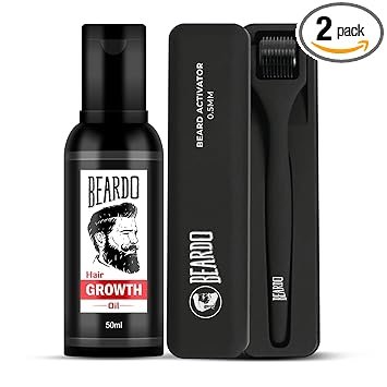 Beardo Beard Booster Combo – Beard and Hair Growth Oil – 50 ml with Beard Activator Advance Derma Roller for Men