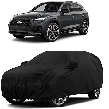 Sulfar 100% Water Resistant Car Body Cover Compatible with Mirror for Audi SQ5 (Triple Stitched, Full Bottom Elastic, Black)