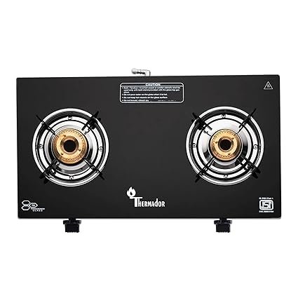 Thermador Glass 2 Burner Gas Stove Automatic Ignition With Premium Gas Saver Brass Plated Burner