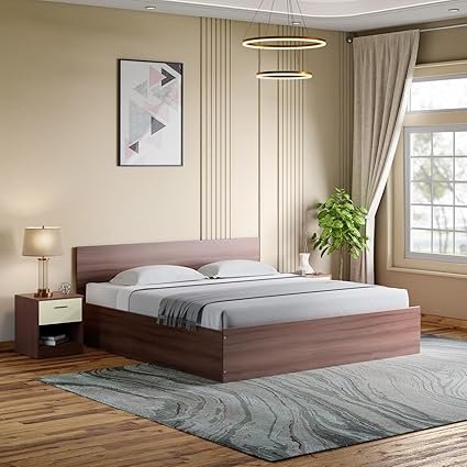 GODREJ INTERIO Bed, EWA Queen Size Engineered Wood Bed with Box Storage, 1-Year Warranty, Brown, Particle Board