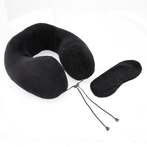 Amazon Basics Premium Travel Neck Pillow + Sleeping Eye Mask Combo