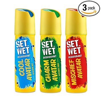 SET WET Deodorant Spray Perfume Cool, Charm & Mischief Avatar for men, 150ml (Pack of 3)