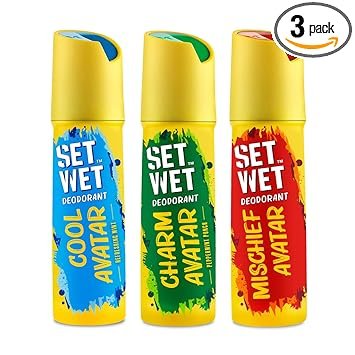 SET WET Deodorant Spray Perfume Cool, Charm & Mischief Avatar for men, 150ml (Pack of 3)