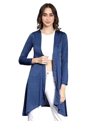 NIMBLE Women’s Open Front Full Sleeve Cotton Long Shrug | Modern Fashionable Cardigan for Casual & Formal Wear